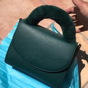 NWOTs olive green bag with fur handle!!